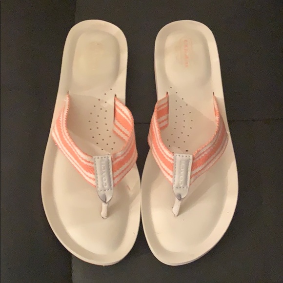white coach flip flops